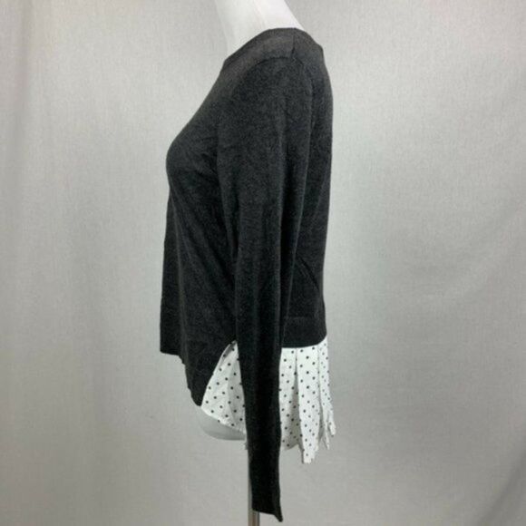 Susina mixed media long sleeve gray dot sweater - Picture 2 of 7